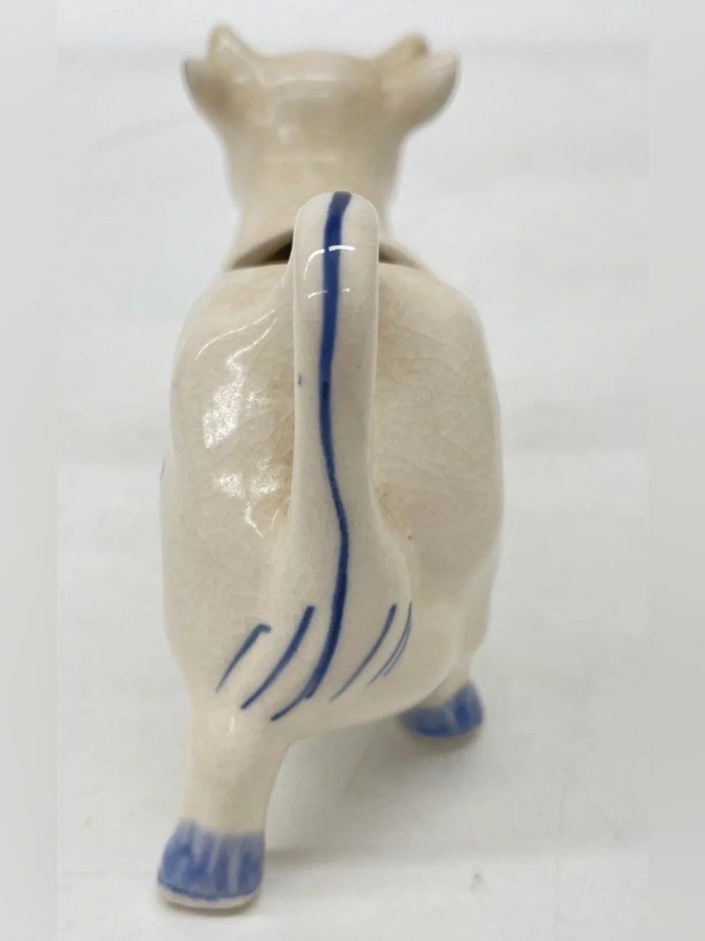 Vintage Hand-Painted Blue & White Ceramic Cow Creamer 🐄